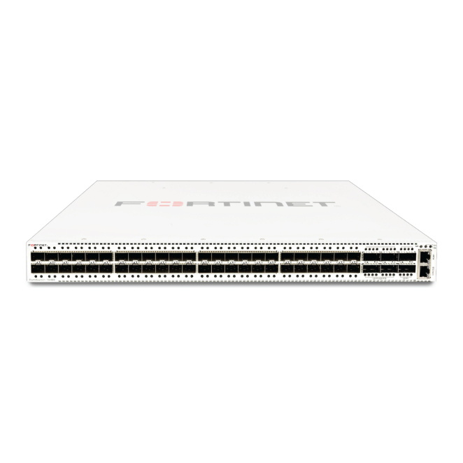 FortiSwitch-1024E Layer 2/3 FortiGate switch controller compatible switch with 24 x GE/10GE SFP/SFP+ slots and 2 x 100GE QSFP28. Dual AC power supplies