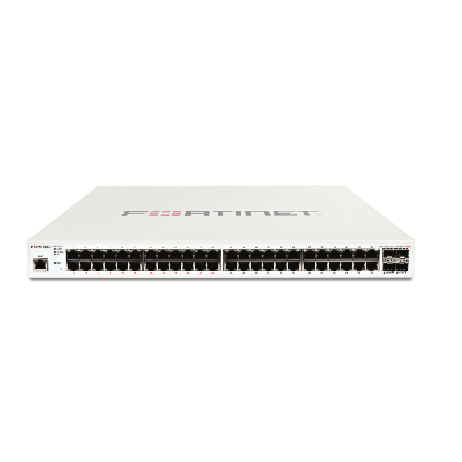 FortiSwitch-248E-POE Layer 2/3 FortiGate switch controller compatible PoE+ switch with 48 x GE RJ45 ports, 4 x GE SFP, with automatic Max 370W POE output limit