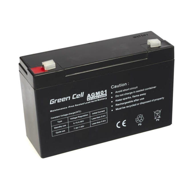 Green Cell AGM Battery 6V 12Ah - Batterie - 12.000 mAh Sealed Lead Acid (VRLA)
