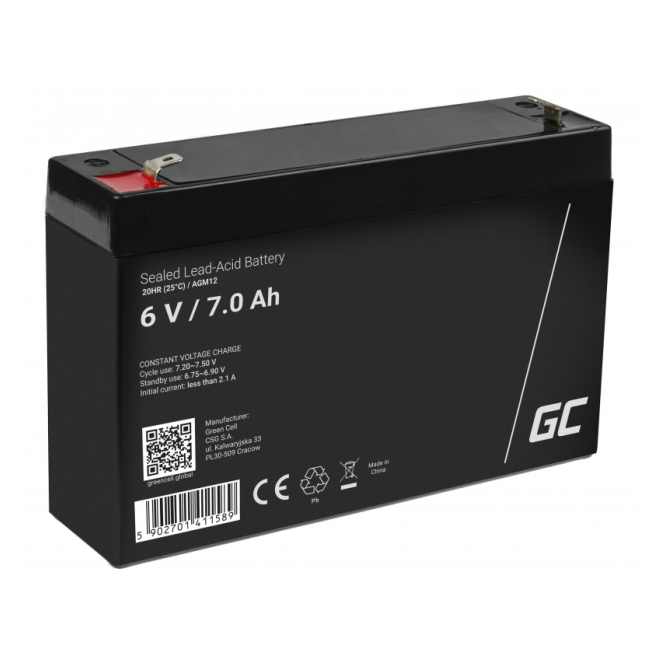 Green Cell AGM12 batería recargable industrial Sealed Lead Acid (VRLA) 7000 mAh 6 V