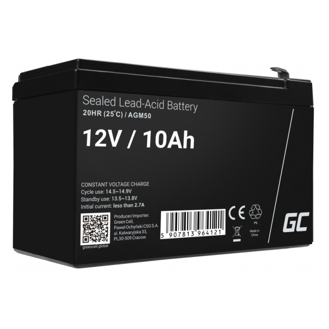 Green Cell AGM50 batería para sistema ups VRLA AGM 12 V 10 Ah