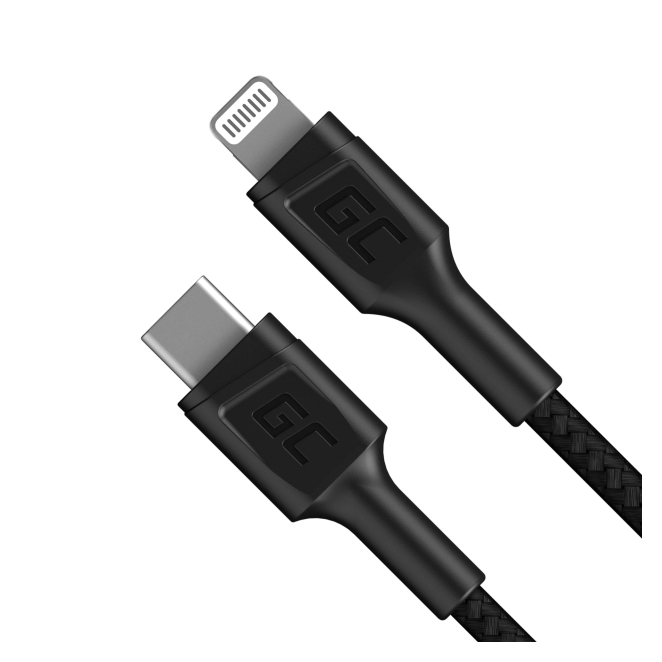 Green Cell KABGC07 cable de conector Lightning 1 m Negro