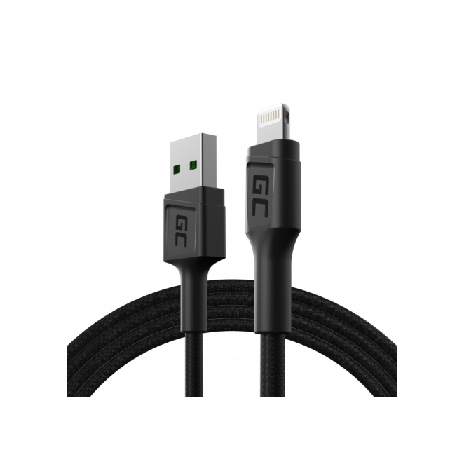 Green Cell KABGC21 cable de conector Lightning 1,2 m Negro