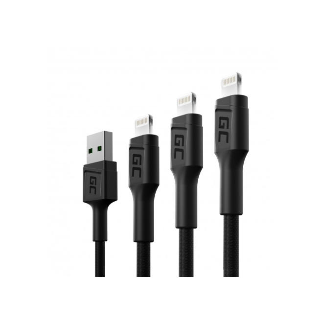 Green Cell KABGCSET04 cable de conector Lightning 2 m Negro