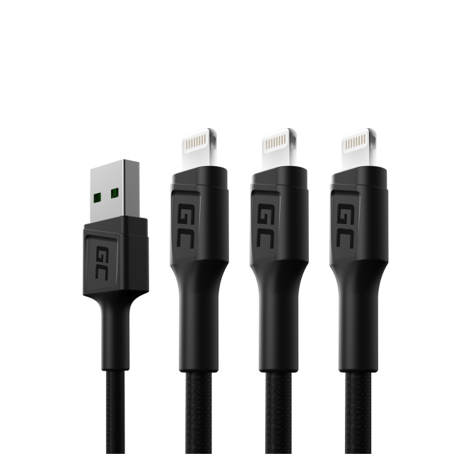 Green Cell KABGCSET05 cable de conector Lightning 1,2 m Negro