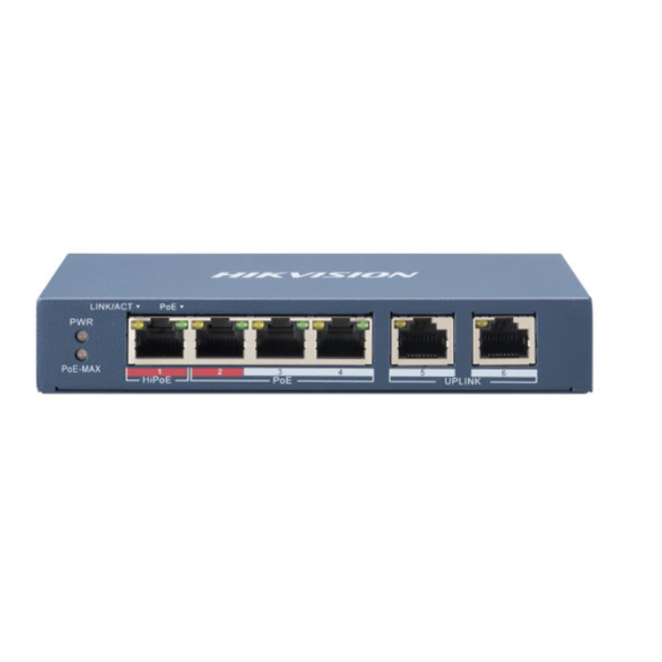 Hikvision DS-3E0106HP-E switch No administrado Fast Ethernet (10/100) Energía sobre Ethernet (PoE) Azul