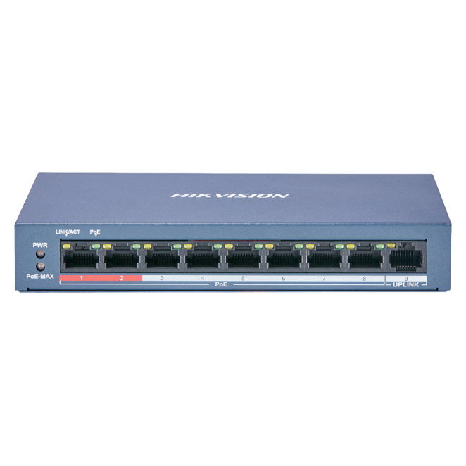 Hikvision DS-3E0109P-E/M(B) switch No administrado L2 Fast Ethernet (10/100) Energía sobre Ethernet (PoE) Azul