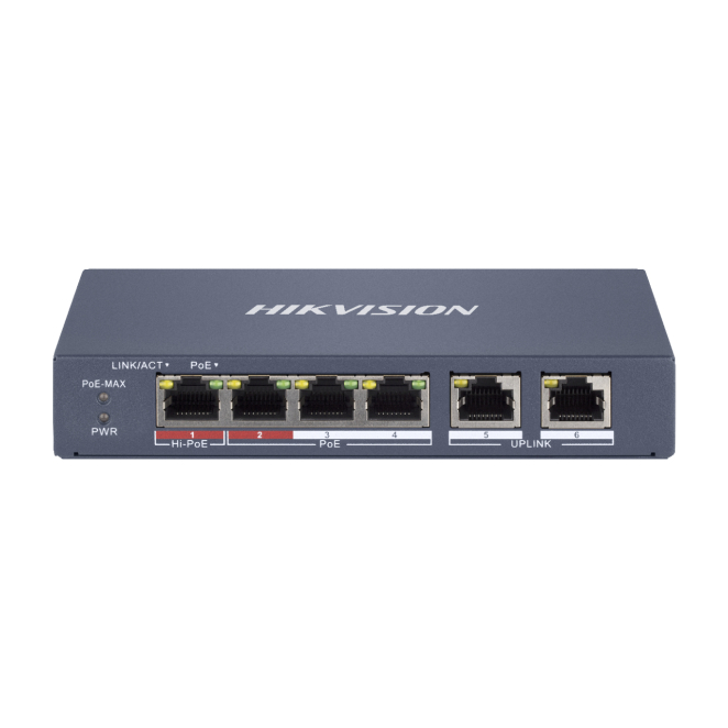 Hikvision DS-3E1106HP-EI switch Gestionado Fast Ethernet (10/100) Energía sobre Ethernet (PoE) Gris