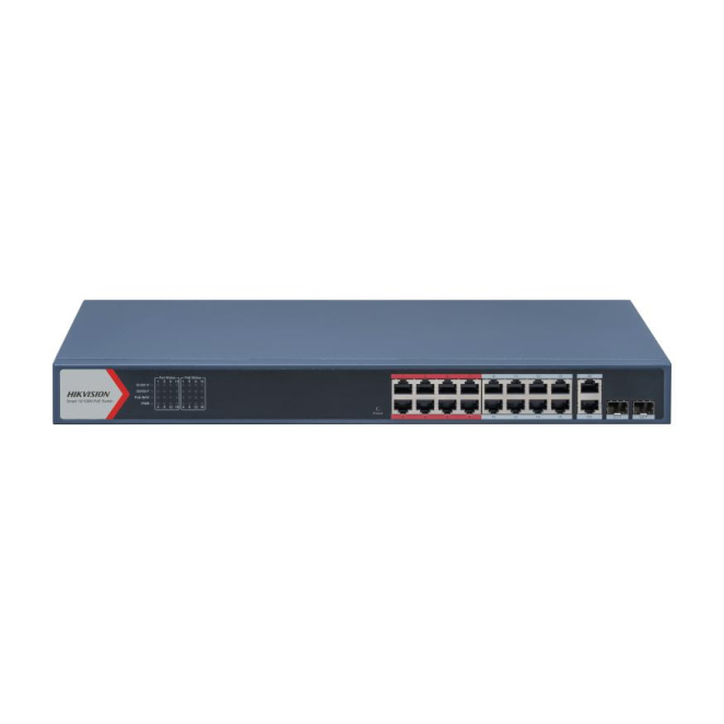 Hikvision DS-3E1318P-EI(B) switch gestionado Fast Ethernet con energía sobre Ethernet azul
