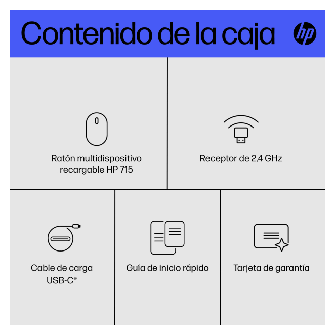 Uso cómodo del HP Ratón multidispositivo recargable 715