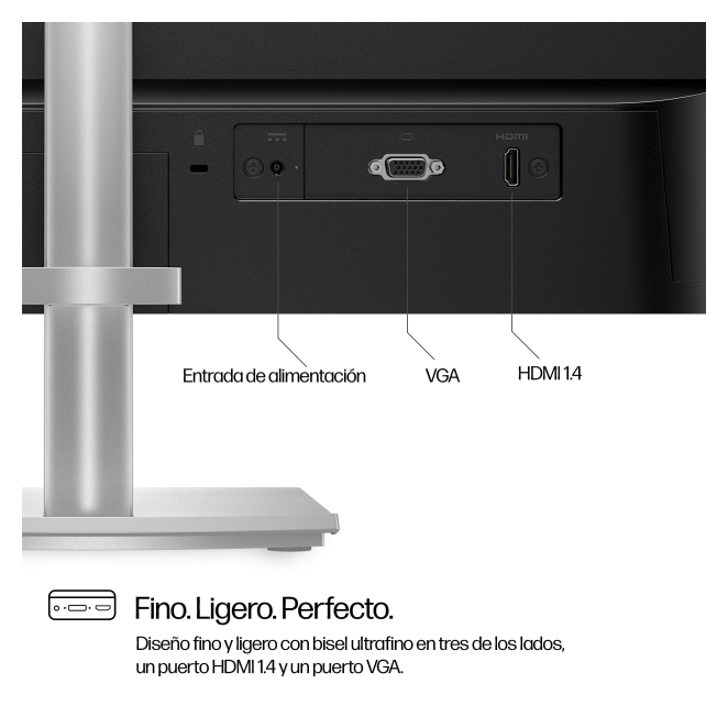Monitor HP Series 5 FHD 23,8 pulgadas y altura ajustable - 524sh - Vista de perfil