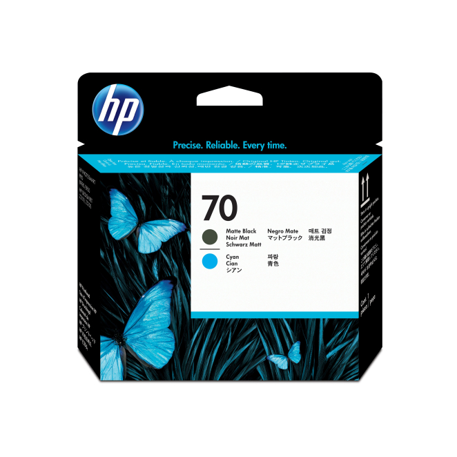 HP Cabezal de impresión 70 negro mate y cian