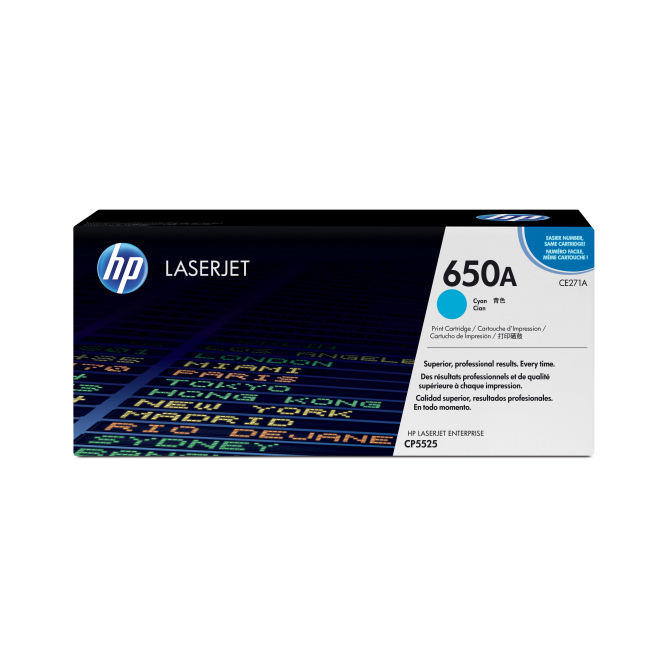 HP Cartucho de tóner original LaserJet 650A cian