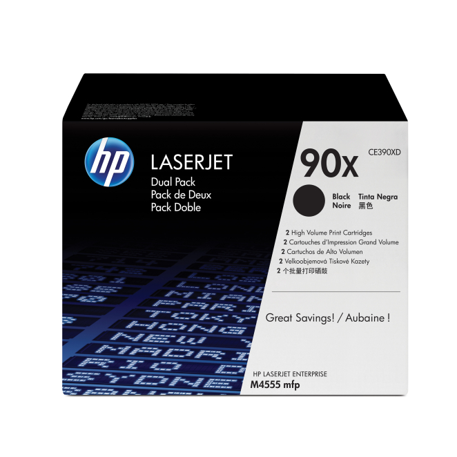 HP Pack de ahorro de 2 cartuchos de tóner original LaserJet 90X de alta capacidad negro