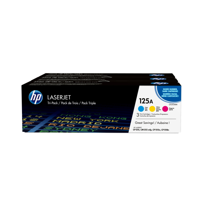 HP Pack de ahorro de 3 cartuchos de tóner original LaserJet 125A cian/magenta/amarillo