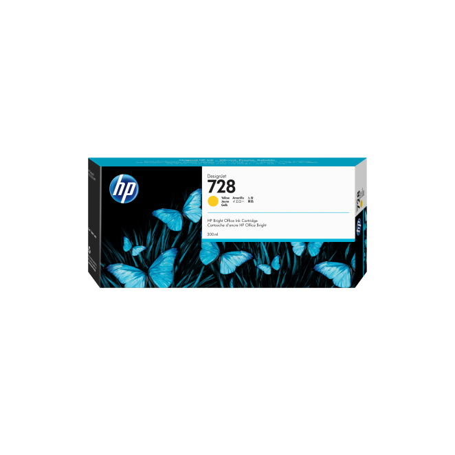 HP Cartucho de tinta DesignJet 728 amarillo de 300 ml - Vista Frontal