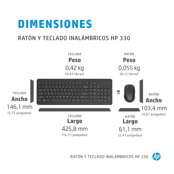 HP Combinación de teclado y ratón inalámbricos 330 tercera imagen