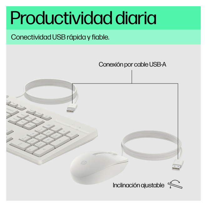Usuario usando el HP Combo de teclado y ratón con cable 225