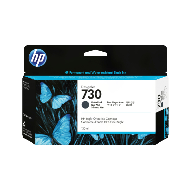 HP Cartucho de tinta DesignJet 730 negro mate de 130 ml en su empaque