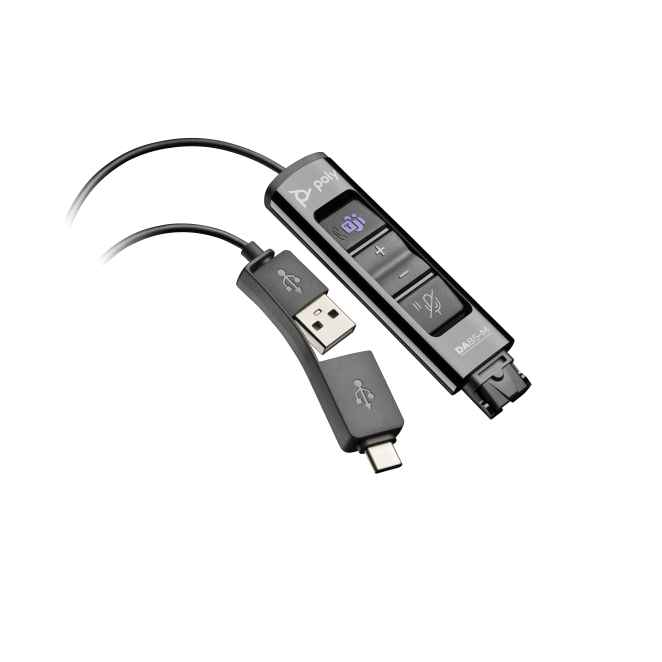 Poly Adaptador negro DA85-M USB a QD compatible con TAA