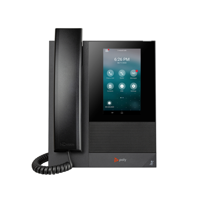 Poly teléfono multimedia empresarial CCX 400 con SIP abierto y PoE