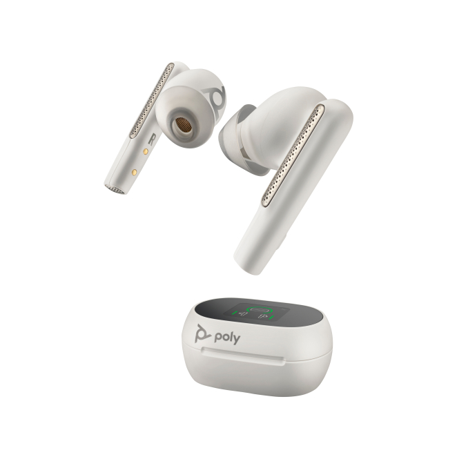 Poly Funda de carga con pantalla táctil Voyager Free 60+ UC blanca para BT700 adaptador USB-C