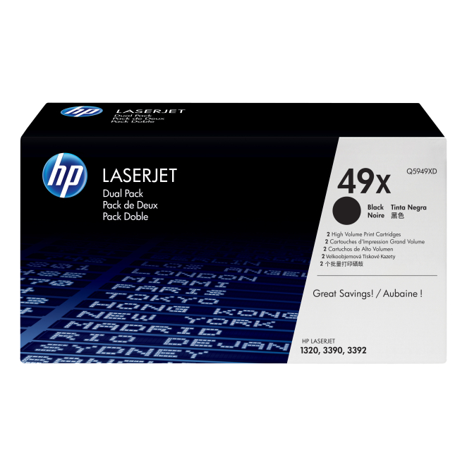 HP 49X cartucho de tóner 2 pieza(s) Original Negro