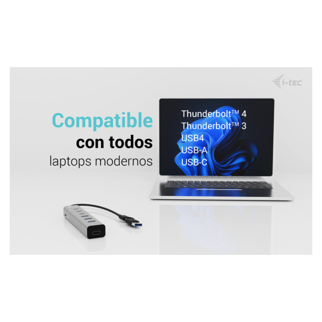 i-tec USB-C/USB-A Charging Metal HUB 7 port con múltiples puertos