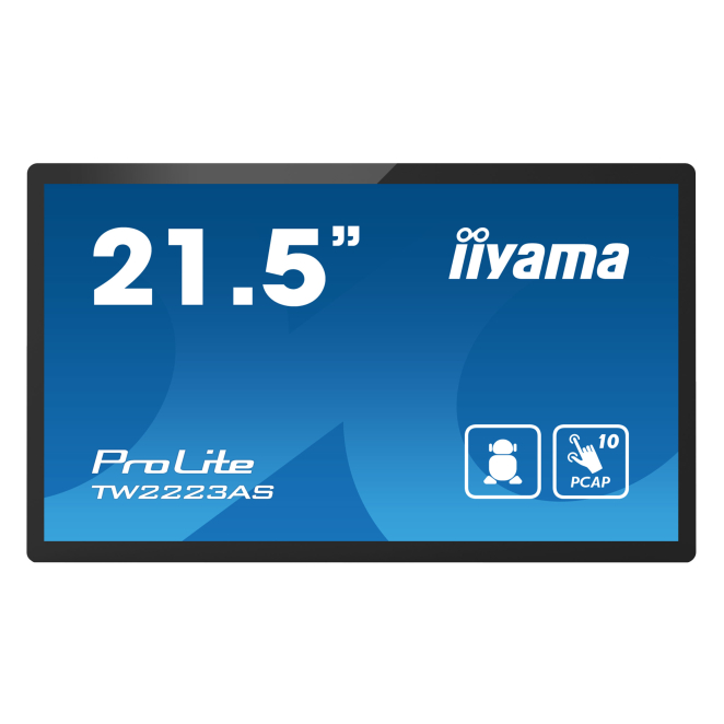 iiyama TW2223AS-B2 pantalla de señalización Panel plano interactivo 54,6 cm (21.5″) Wifi 400 cd / m² Full HD Negro Pantalla táctil Procesador incorporado Android 12 24/7