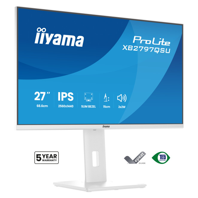 iiyama ProLite XB2797QSU-W1 pantalla para PC 68,6 cm (27") 2560 x 1440 Pixeles Quad HD LED Blanco