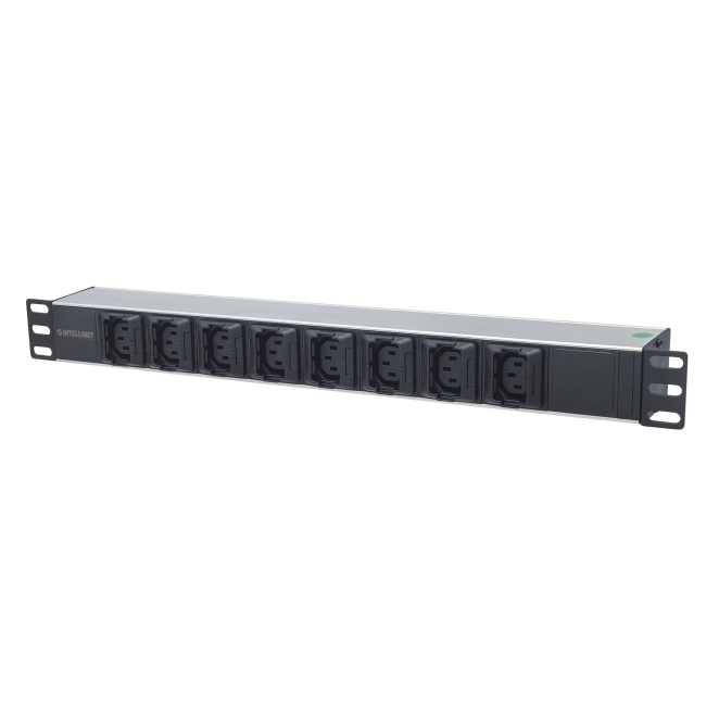 Intellinet 163651 unidad de distribución de energía (PDU) 8 salidas AC 1U Negro, Plata