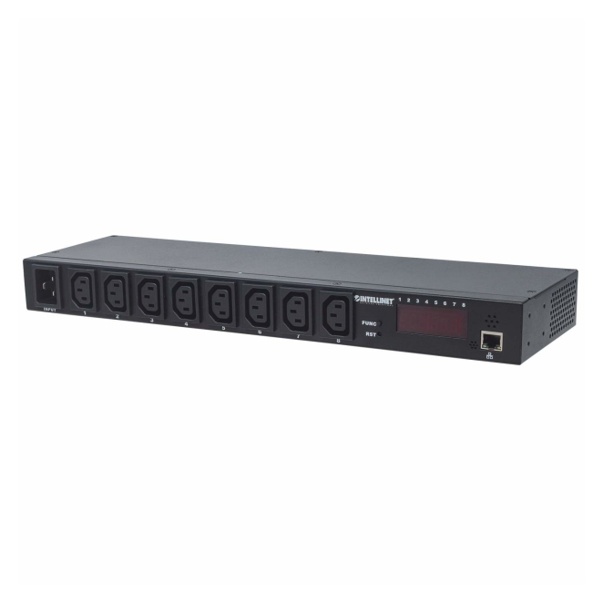 Intellinet Barra multicontactos de 8 salidas para montaje en rack de 19″