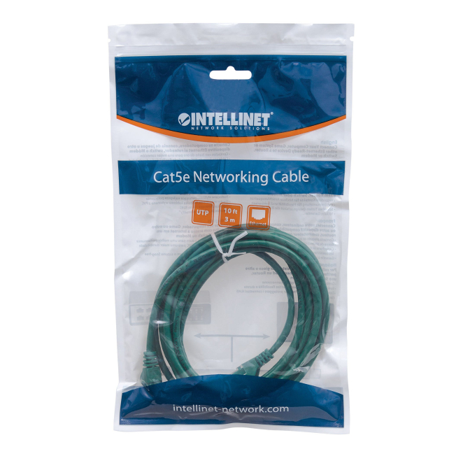 Intellinet Cat6 UTP cable de red verde en contexto de oficina