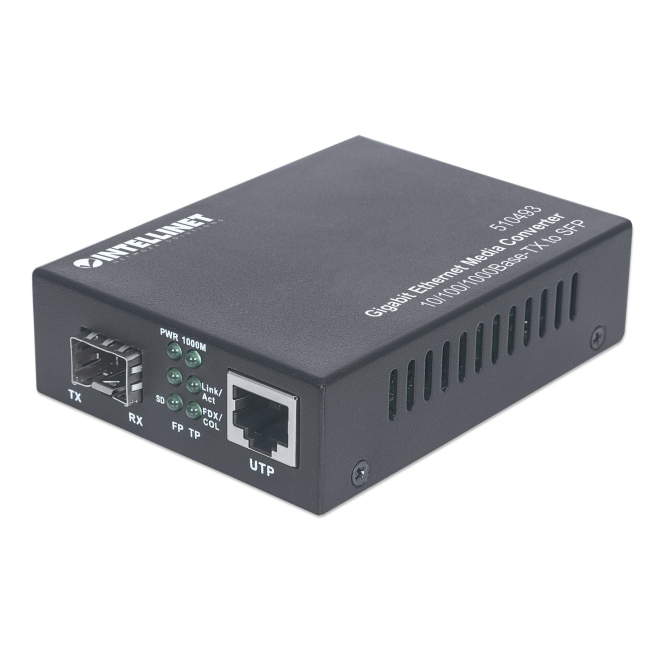 Intellinet 510493 convertidor de medio 1000 Mbit/s Negro