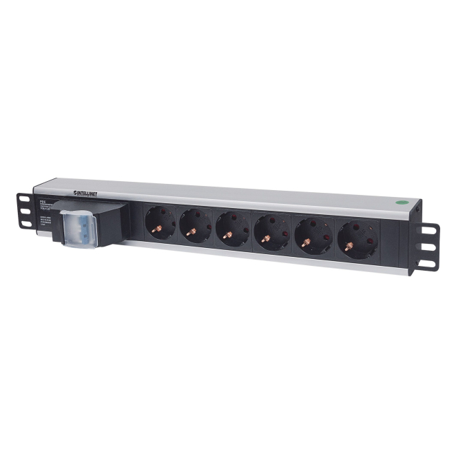 Intellinet 711432 unidad de distribución de energía (PDU) 6 salidas AC 1.5U Negro, Gris