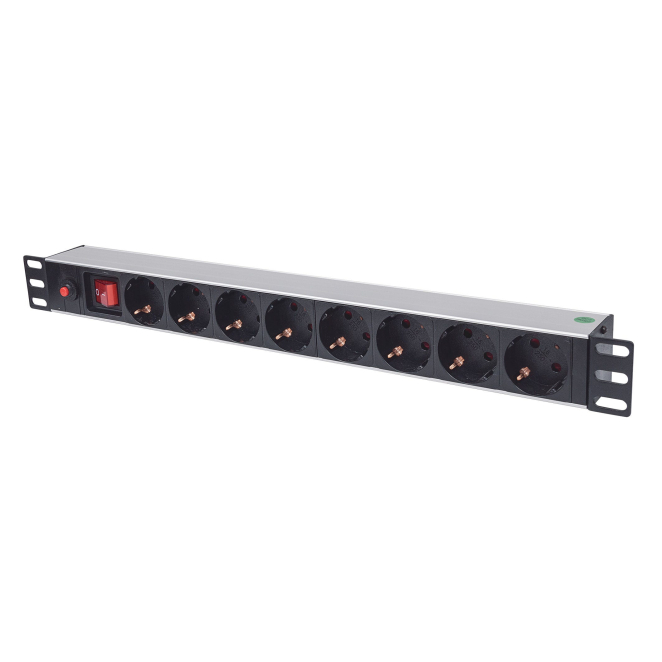 Intellinet 713986 unidad de distribución de energía (PDU) 8 salidas AC 1U Aluminio, Negro
