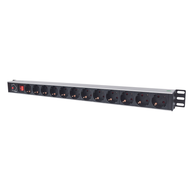 Intellinet 714044 unidad de distribución de energía (PDU) 12 salidas AC 1U Negro