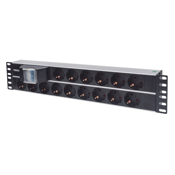 Intellinet 714051 unidad de distribución de energía (PDU) 15 salidas AC 2U Aluminio, Negro
