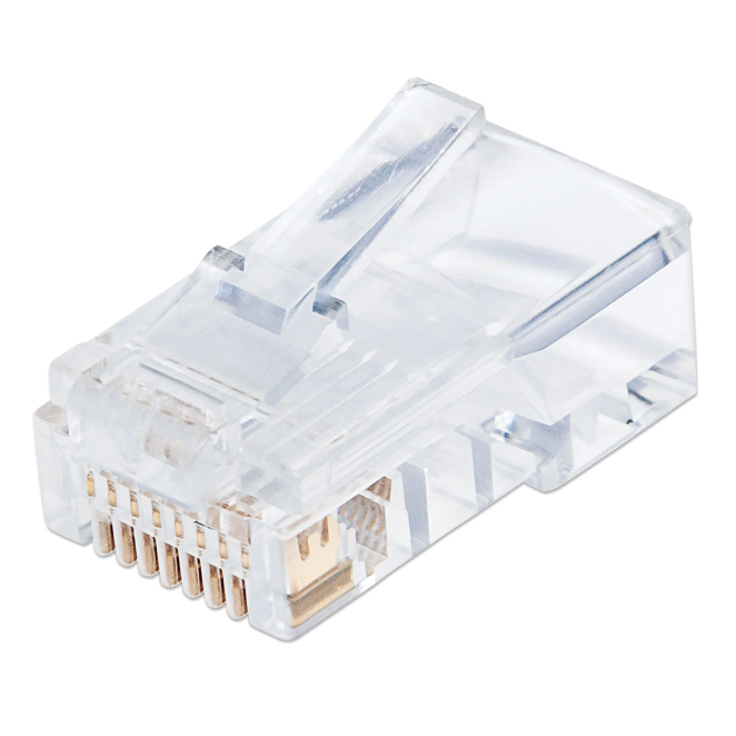 Intellinet PLUG RJ45 CAT5E SOLIDO UTP BOTE 100 PZAS ORO 50-MICRAS PRO