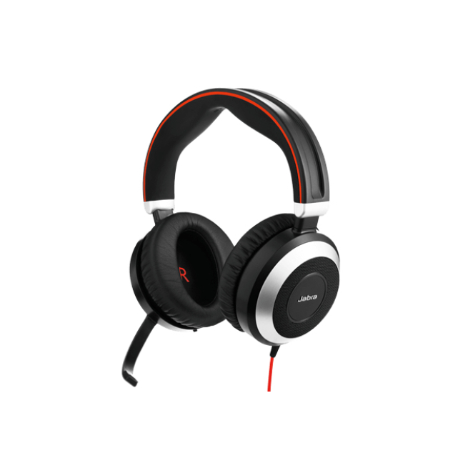 Jabra Evolve 80 Auriculares Alámbrico Diadema Oficina/Centro de llamadas Bluetooth Negro, Rojo, Plata