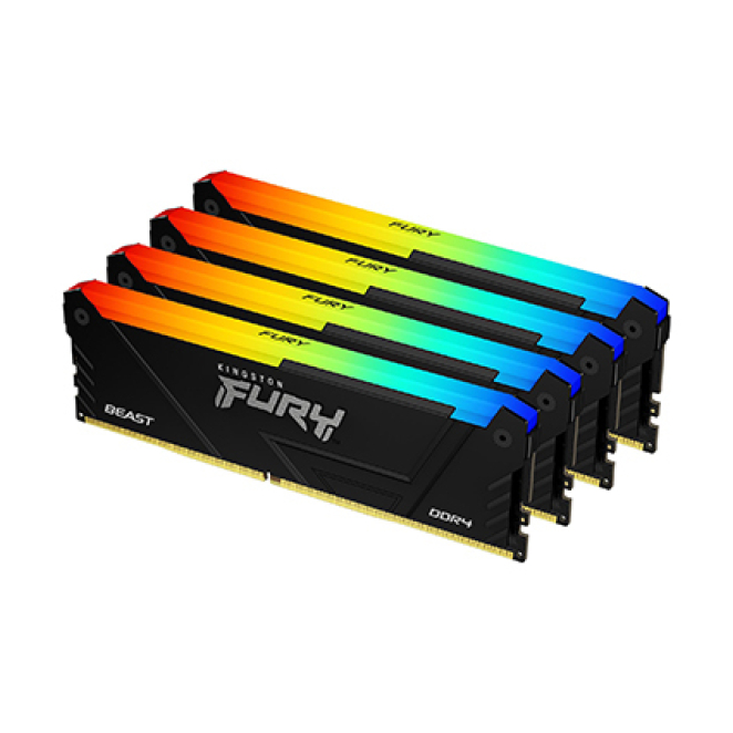 Kingston Technology FURY Beast 64GB 3200MT/s DDR4 CL16 DIMM (Kit de 4) 1Gx8 RGB