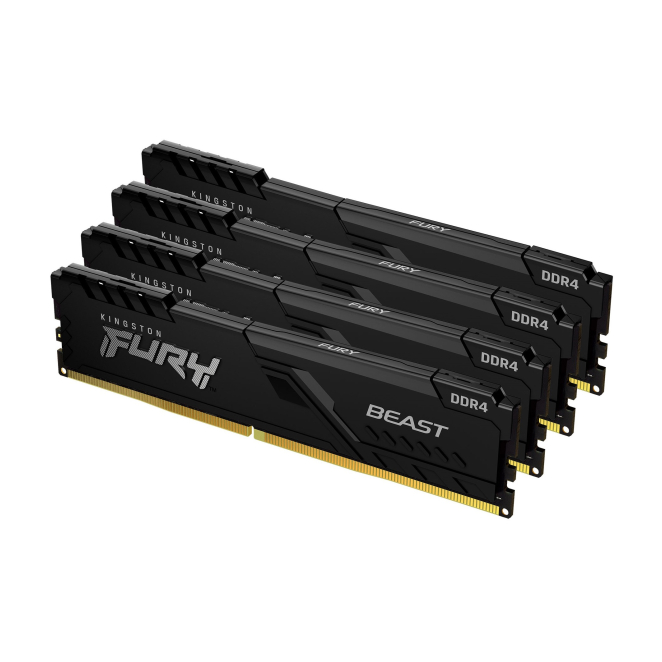 Kingston Technology FURY Beast 64GB 3200MT/s DDR4 CL16 DIMM (Kit de 4) 1Gx8 Black