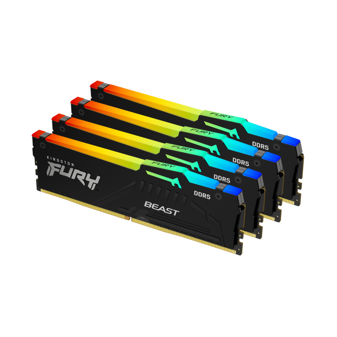 Kingston Technology FURY Beast 64 GB 5200 MT/s DDR5 CL40 DIMM (Kit de 4) RGB XMP