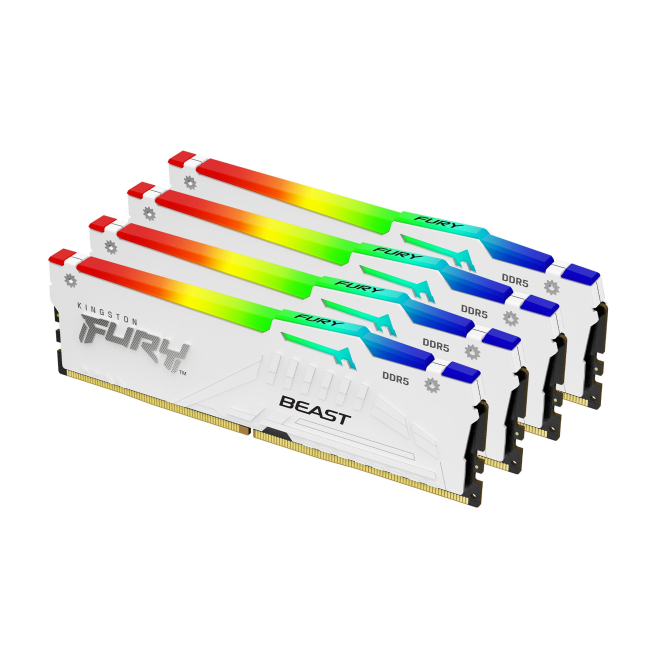 Kingston Technology FURY Beast 128 GB 5600 MT/s DDR5 CL40 DIMM (Kit de 4) White RGB XMP