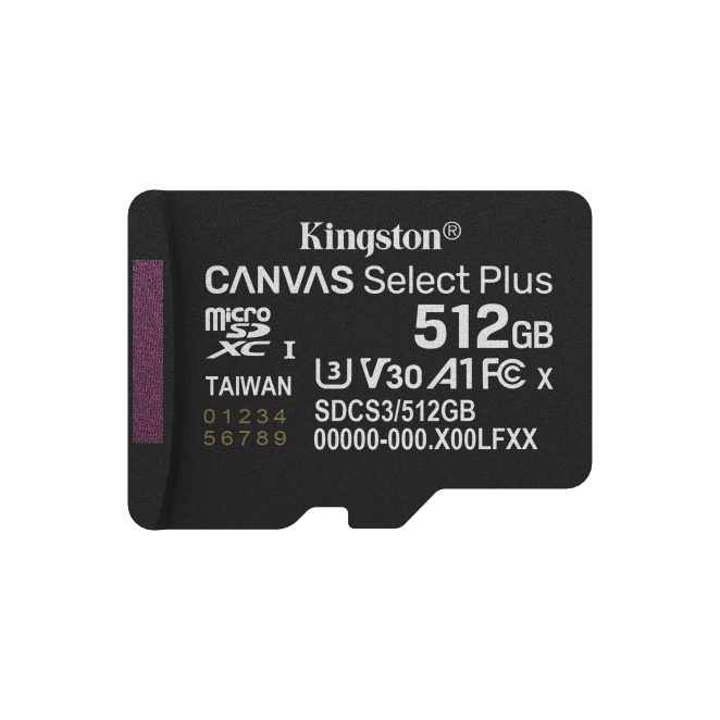 Kingston Technology 512GB microSDXC Canvas Select Plus con adaptador SD