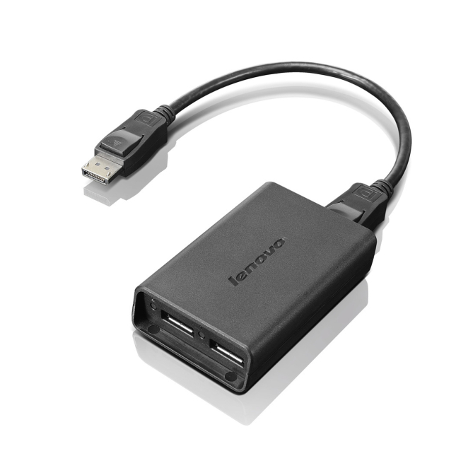 Lenovo DisplayPort to Dual-DisplayPort Monitor Cable USB A Negro