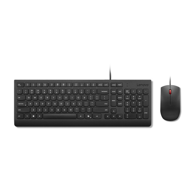 Lenovo Essential Wired Combo Black US Euro teclado Ratón incluido Universal USB Negro