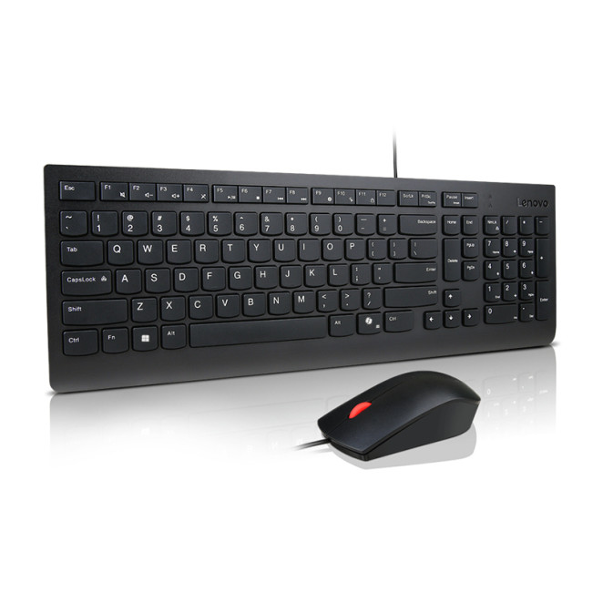Lenovo Essential Wired Combo Black US Euro teclado Ratón incluido Universal USB Negro