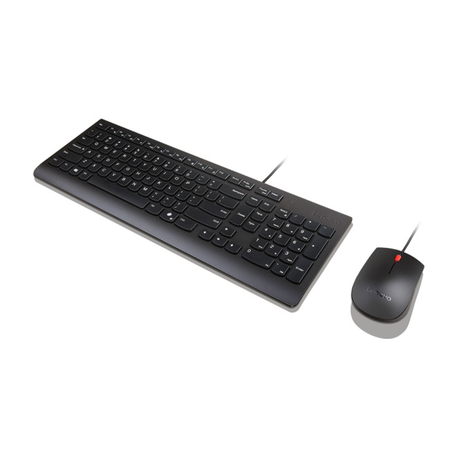 Lenovo Essential Wired Combo Black US Euro teclado Ratón incluido Universal USB Negro