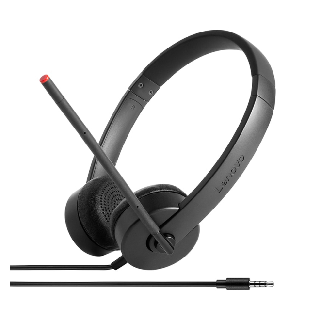 Lenovo Stereo Analog Auriculares Alámbrico Diadema Oficina/Centro de llamadas Negro